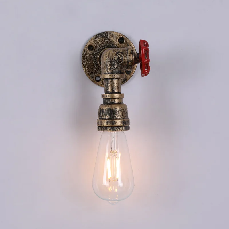 Industrial Loft Retro Water Pipe Rust Wall Light E27 LED 110V-220V Corridor Bedroom bar Bedside Stair Decorative Light