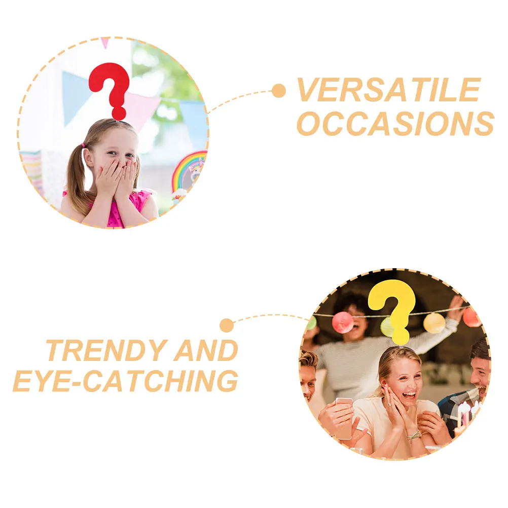 4 Stück lustige Requisiten Stirnband Haarreifen Herz Festival Zubehör Kopfschmuck Stoff Kostüm Stirnbänder mit Frage Kopfbedeckung Mode