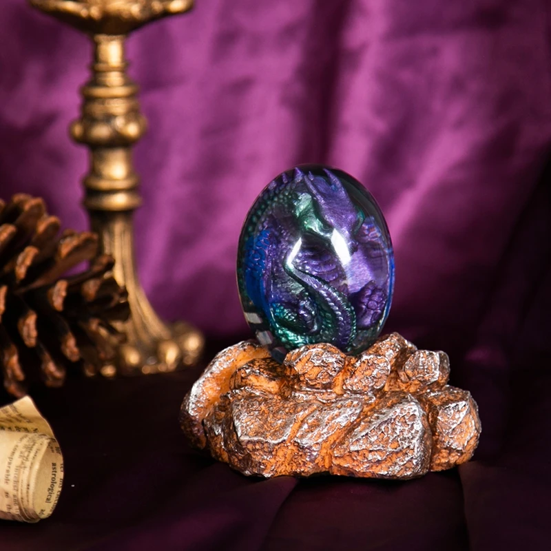 Lava Dragon Egg Resin Statue Ornamental Dinosaur Eggs Sculpture Crystal Gemstone Souvenir Home Decor Collection Kid Gift Toys