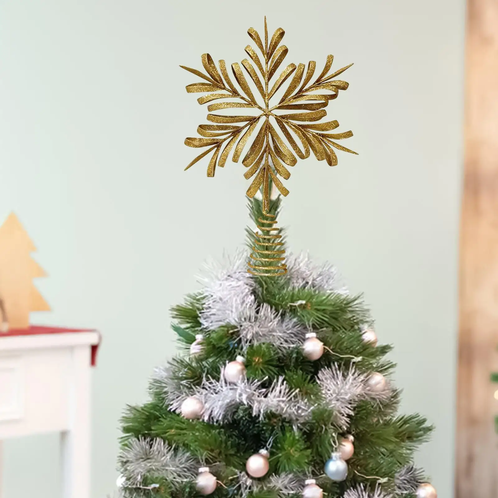 

Christmas Tree Toppers 3D Snowflake Christmas Star Tree Topper Metal Ornaments Display Holiday Decorations For Outdoor Home Fall