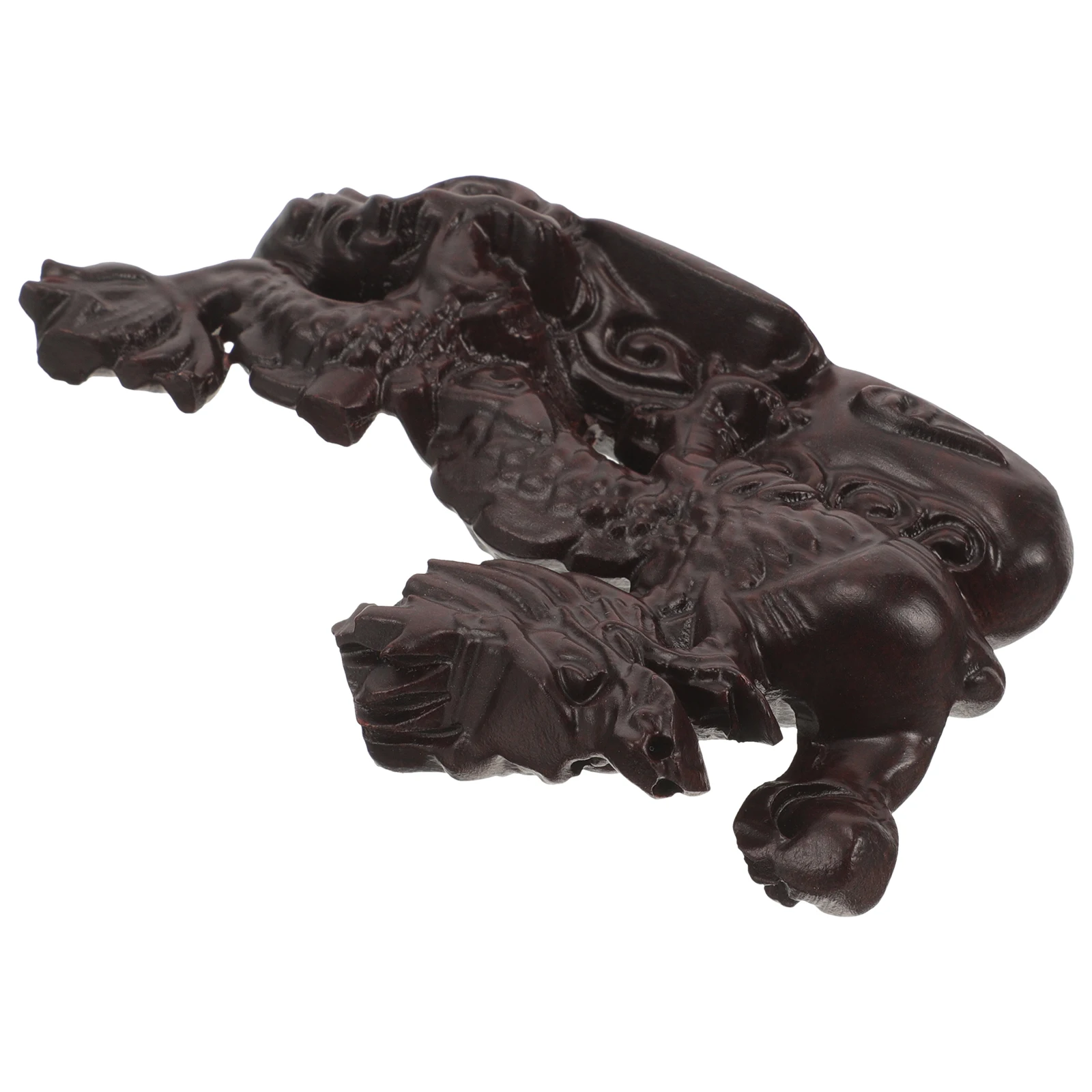 

Wood Dragon Statue 12cm Carved Red Huaili Wood Chinese Auspicious Decor Figurine Wealth Prosperity Home Office Desktop Garden