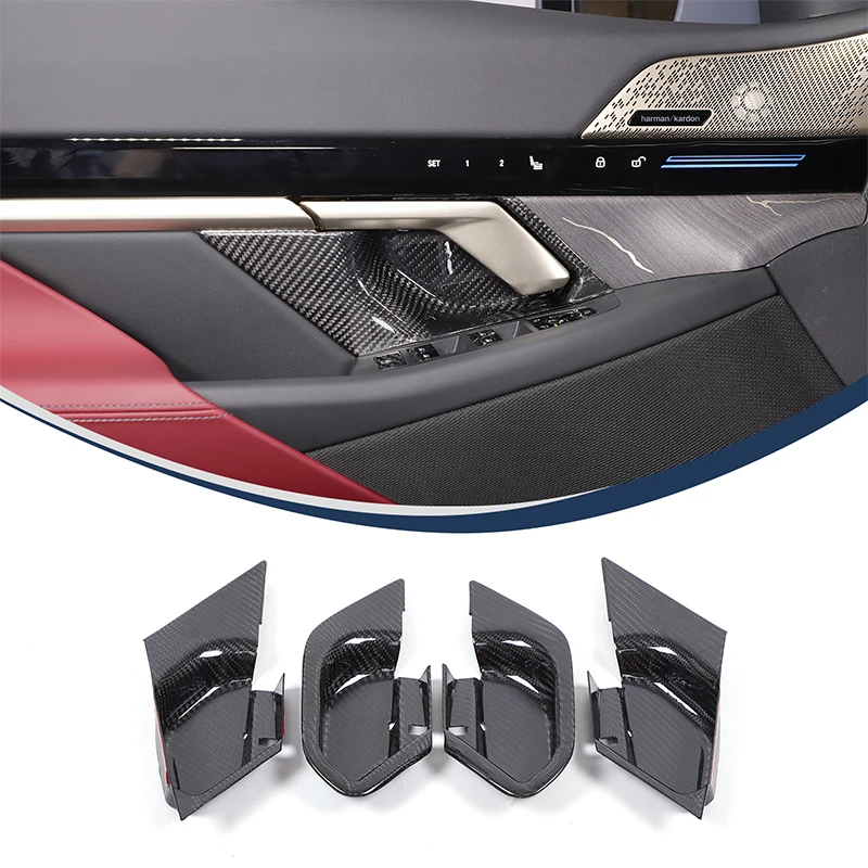 

For BMW 5 Series G60 2024 Carbon Fiber Inner Door Handle Bowl Cover Trim Decoration Sticker Interior Car Accessories