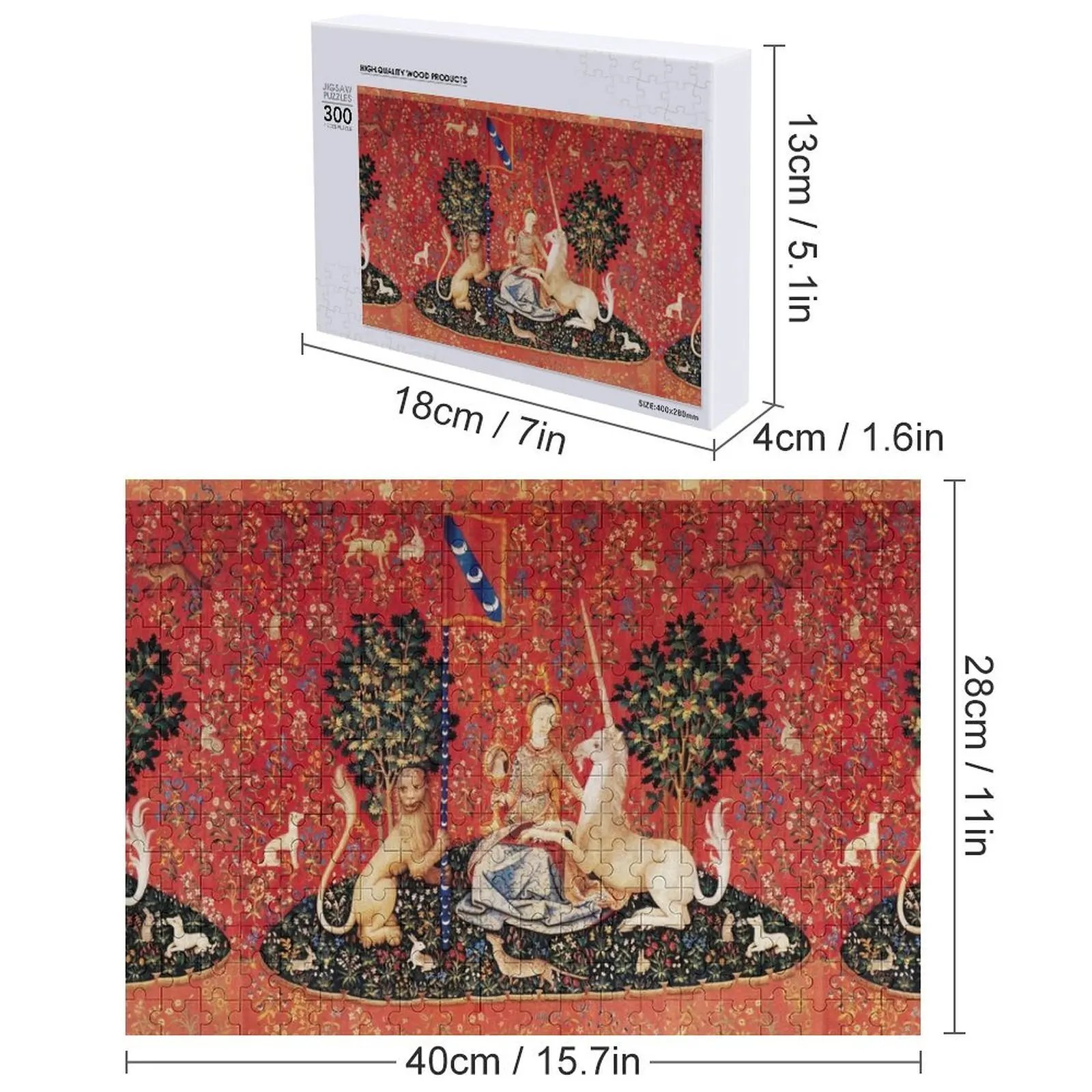 LADY AND UNICORN ,SIGHT Red Green Fantasy Flowers,Animals Jigsaw Puzzle Anime Wooden Jigsaws For Adults Puzzle