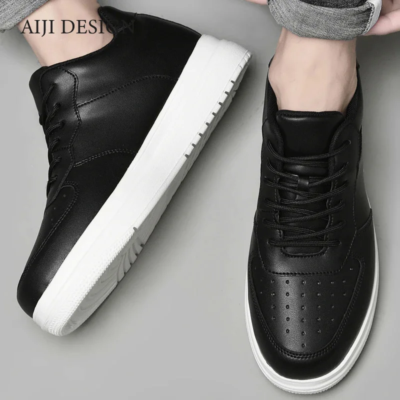 Genuine Leather New height increasing shoes for men 8cm elevator sneakers sport zapatillas de Hombre big size 46luxury