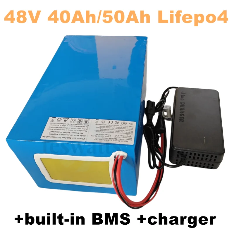 

Литиевая батарея Lifepo4, 48 В, 50 Ач, 40 Ач, Bluetooth BMS, 16S, 2000 Вт, для скутера, vélo, трехколесного велосипеда, bateau, Go Cart, chargeur