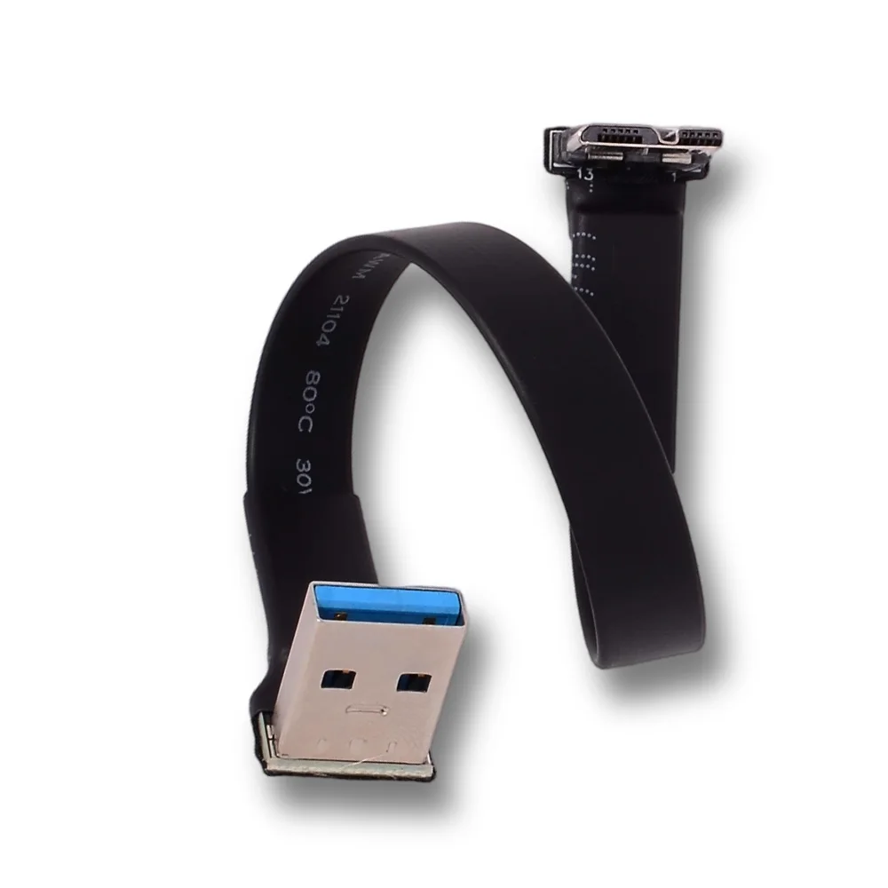 USB A3.0 Type-A A to Micro-B Male 90 Degrees Double-Angle Data Transfer Cable 5V/1.5A  5G/bps Customised Length USB Micro B Bend