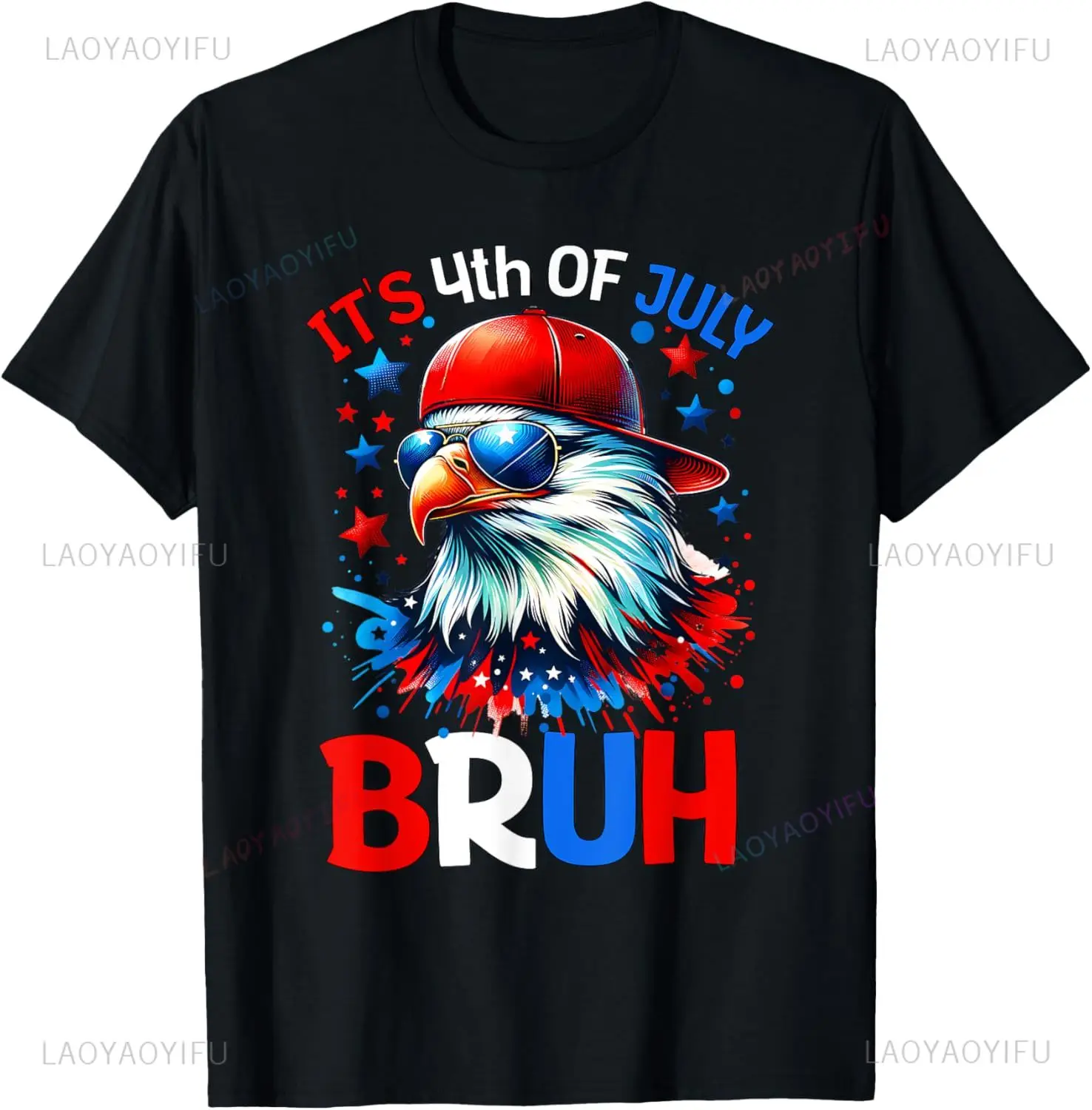 

Patriotic Bald Eagle Graphic Tee Kids Unisex 4th July American Flag T-Shirt Independence Day