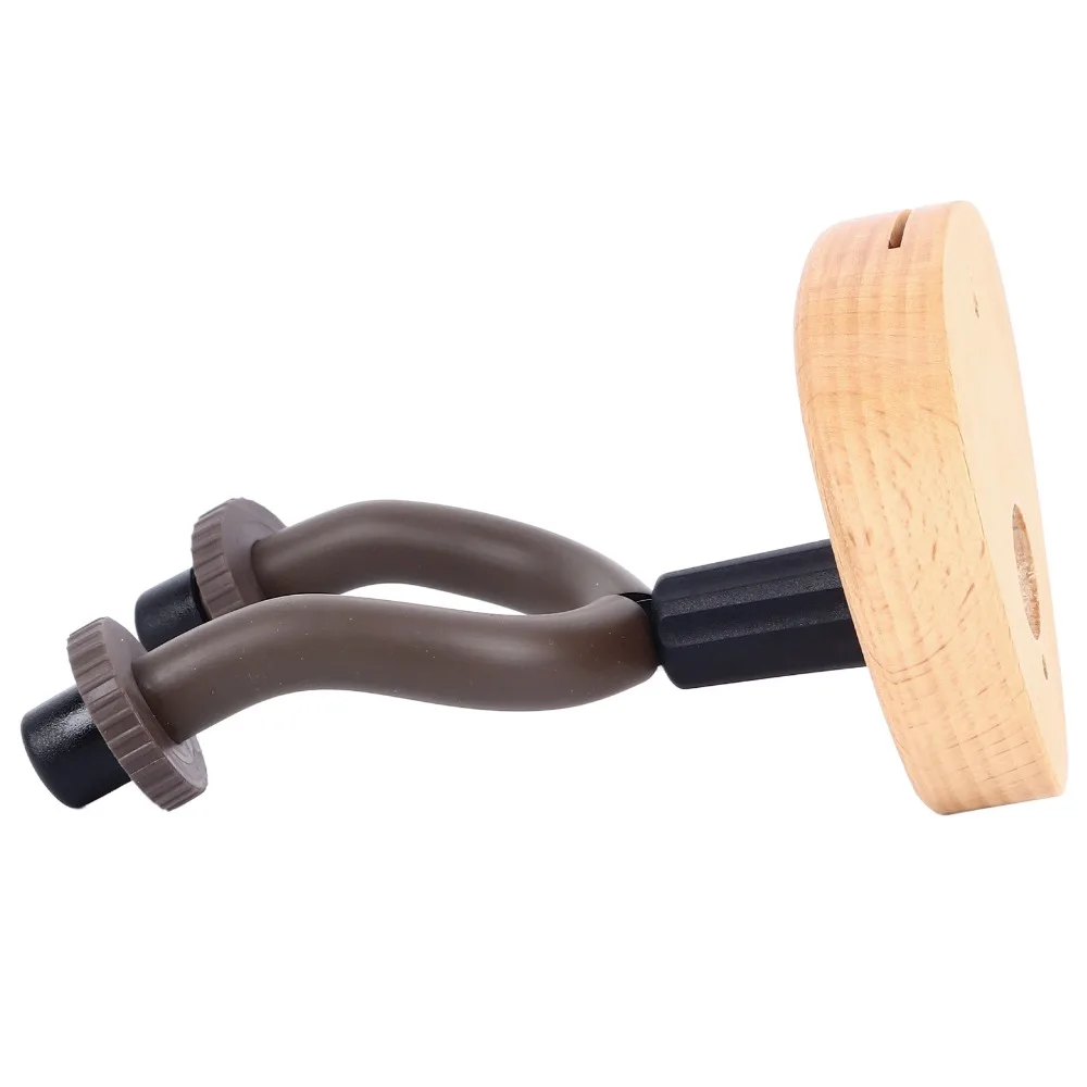 Sturdy Wall Mounted Guitar Wall Hanger Beech Wood, Iron, Rubber Brown Guitar Display Hook Guitar Mount Bracket Home Studios