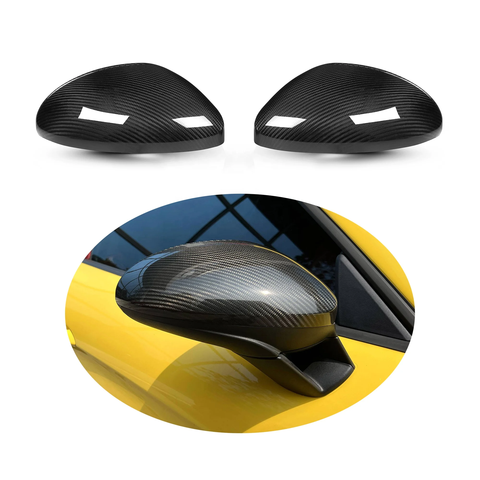 High Quality 718 Cayman Boxster Dry Carbon Fiber Rearview Mirror Caps Cover Replacement OEM Tuning Style For  982 2016