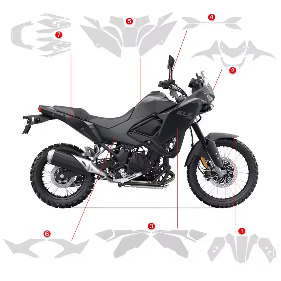 2026 KLE500 PPF Motorcycle TPU Paint Protection Fairing Protection Clear Anti-scratch Film Accessories For Kawasaki KLE 500 2