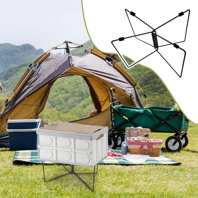 Camping Cooler Stand Anti-Moisture Camping Bucket Stand Frame With Non-slip Mat And Carry Bag Stainless Folding Stand For BBQ