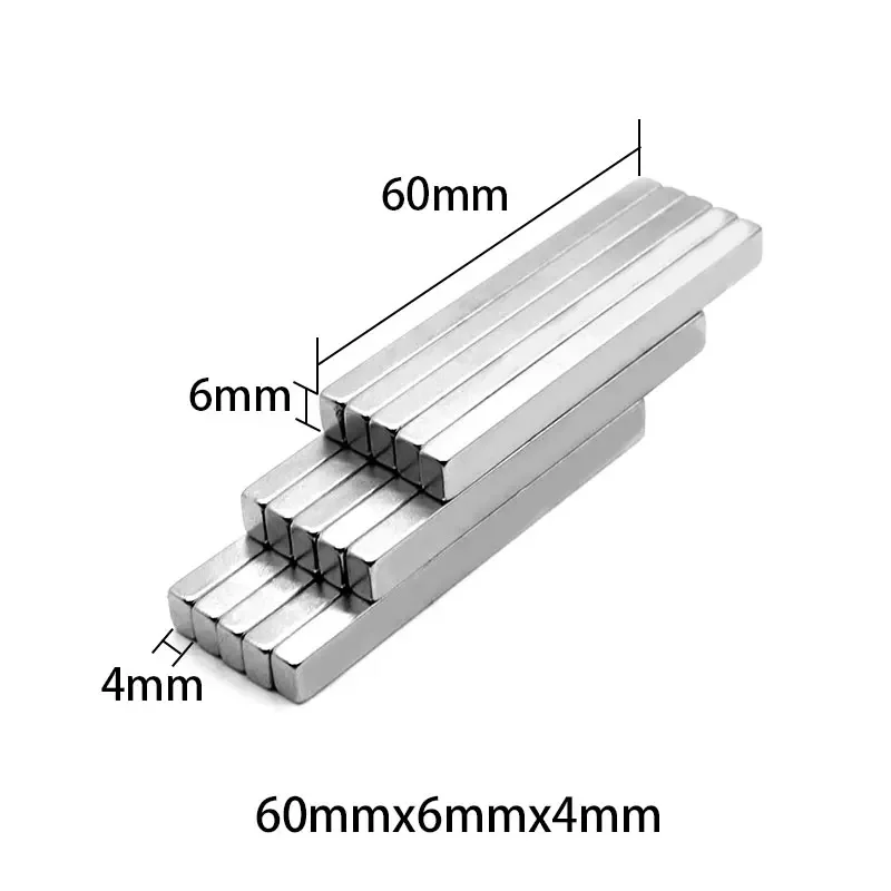 2/5/10/20PCS 60x6x4mm Neodymium Block Rectangular Magnets Super Strong N35 Permanent Square Magnet Cube Imanes Magnetic Sheet