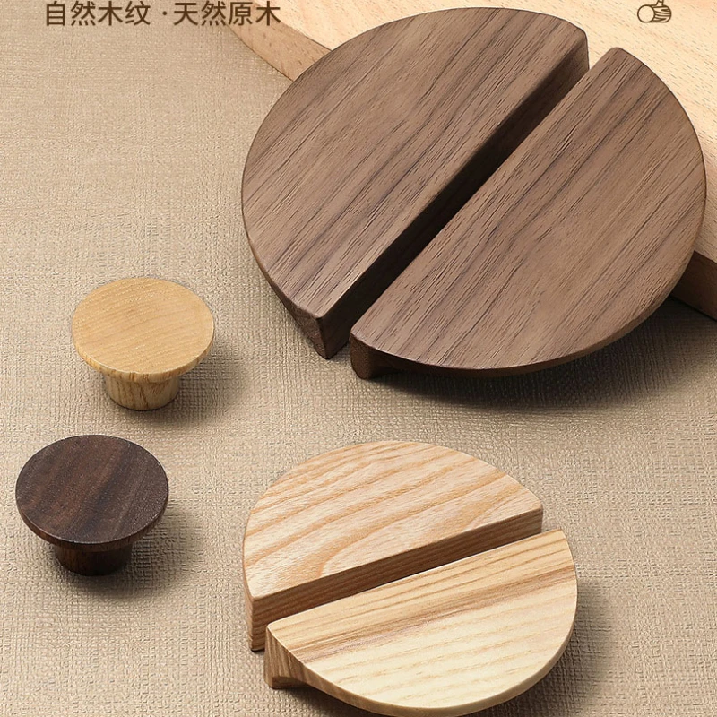 Wood Door Handle Nordic Semicircle Wooden Cabinet Handles Drawer Knobs Wardrobes Handle Hardware Child Closet Handle Knobs