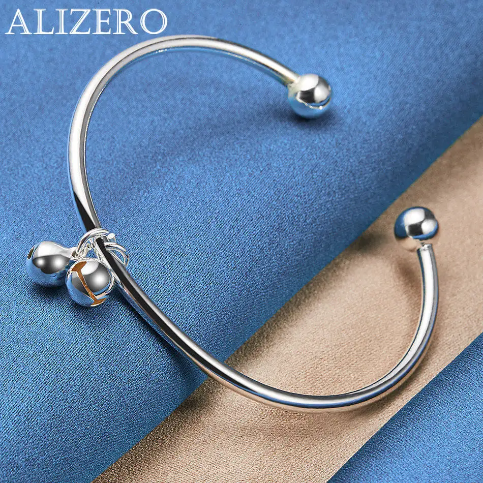 ALIZERO 925 Sterling Silver Bracelet Double Bells Bangle For Women Jewelry For Daily Wear and Fashion Party Accessories
