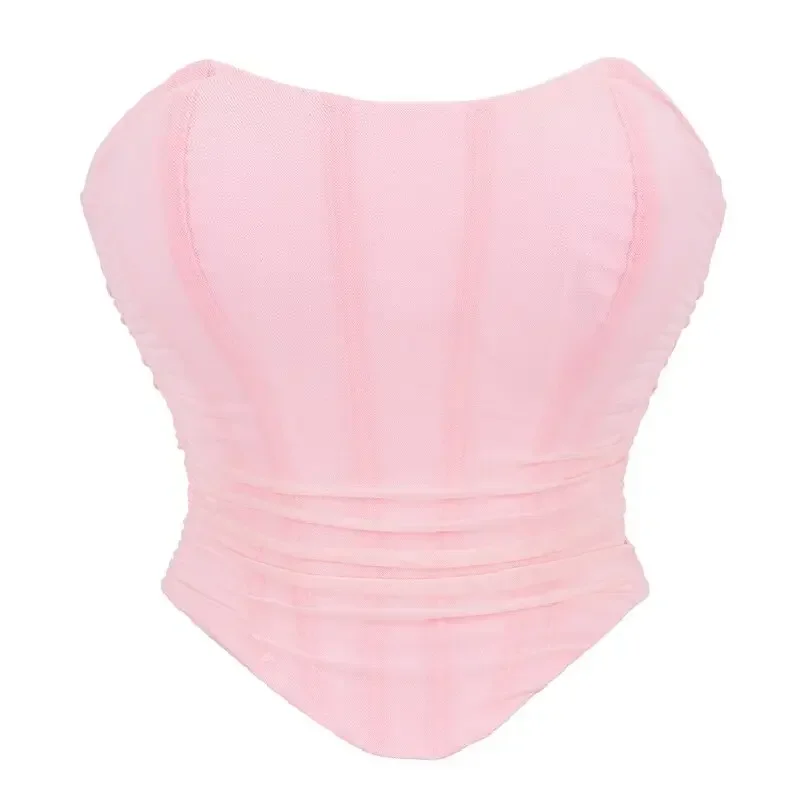 Fashion Women Sexy Corset Crop Tops Vest Sleeveless Off Shoulder Female Underwear Backless Bustier Top Summer Party Short Camis