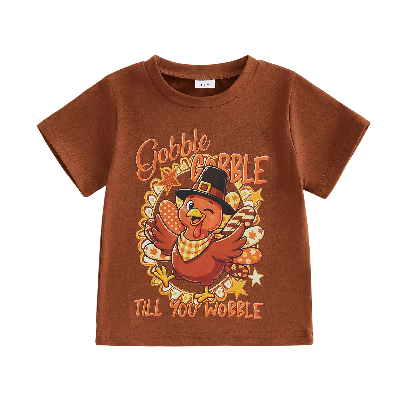 Kids Boy Thanksgiving T-Shirt Summer Letter Turkey Print Short Sleeve Tops