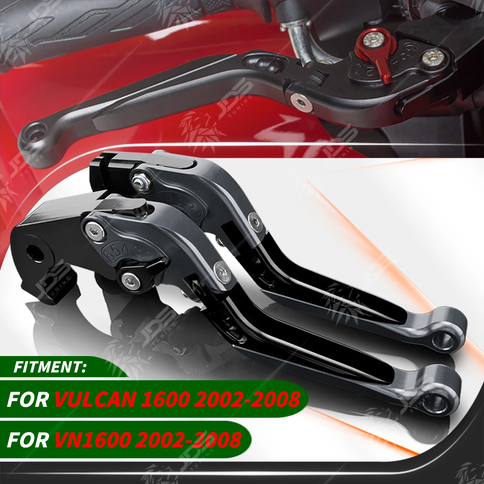 

JDSTUNING For Kawasaki VULCAN 1600/VN1600/CLASSIC/NOMAD/MEAN STREAK 2002-2008 Clutch Brake Lever Set Folding Handle Levers Parts