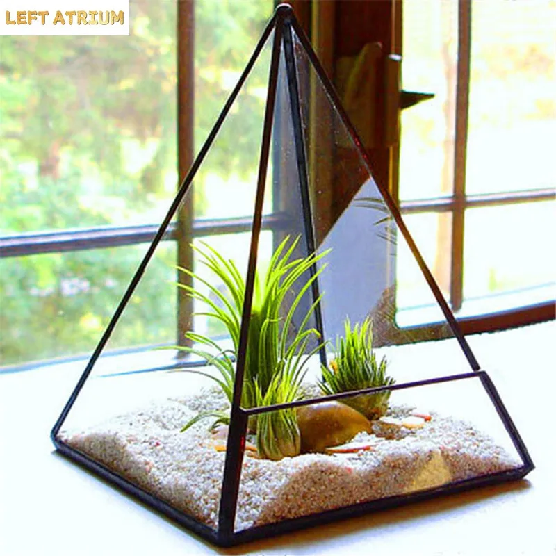 Pyramid Geometric Glass Terrarium Succulent Plants Container Planter Bonsai Flower PotGardening Decoration