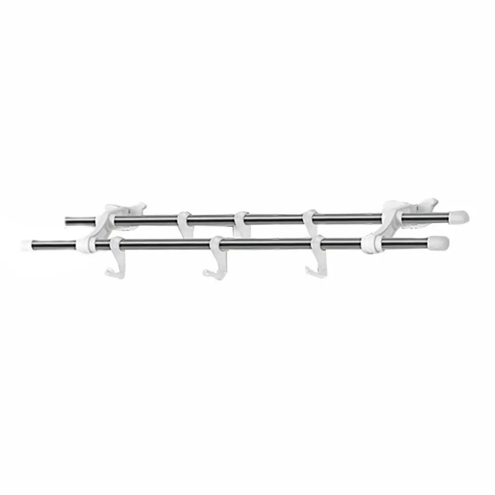 1pc 40/50/60cm Double Pole Radiator Towel Rail With 6 Hooks Strong Load-Bearing Capacity Easy Installation