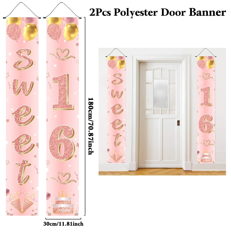 GRESATEK 2 Pièces Bannières Porte Anniversaire Joyeux Anniversaire - Décorations Fête Blanche Pour Garçons Et Filles