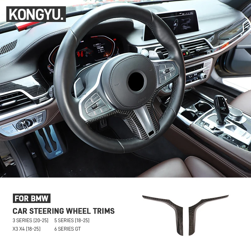 

Carbon Fiber Car Interior Steering Wheel Cover Trim Sticker For BMW 3 5 6 Series 6GT X3 X4 X5 X6 M5 G01 G02 G05 G07 F90 M Sport