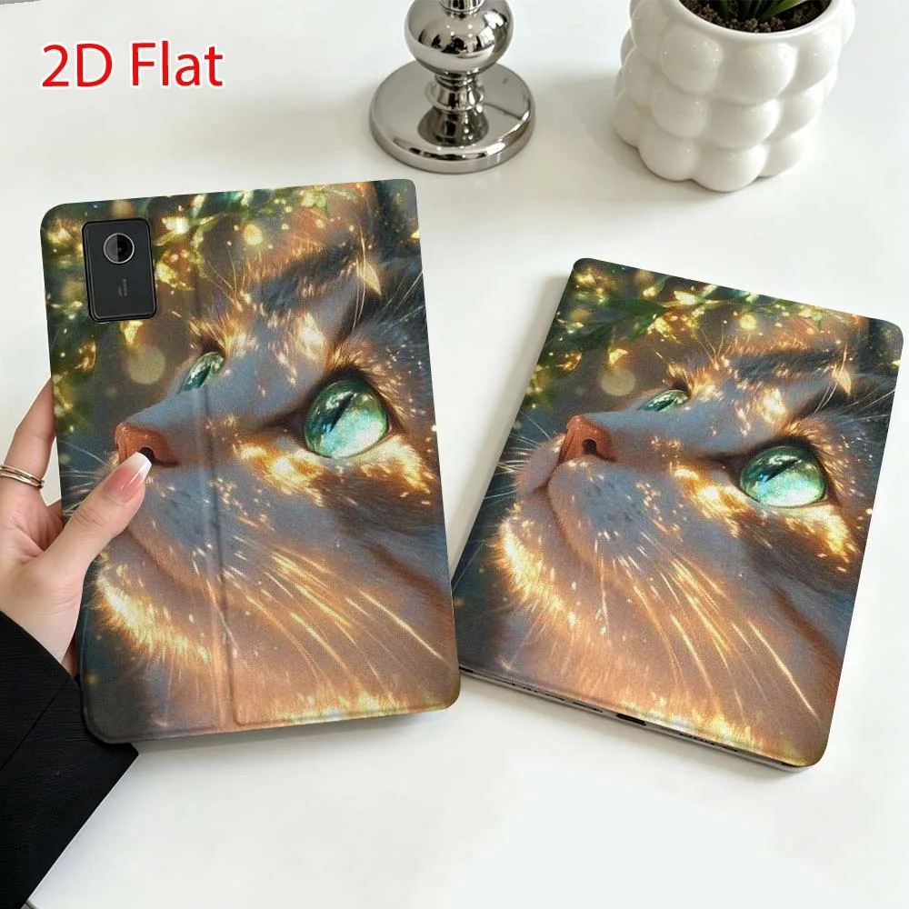 Cute Green Eyed Cat Soft For Lenovo Xiaoxin Pad Pro Tab P12 P11 11 13 11.2 inch K11 Plus Pen Tray Tablet Case