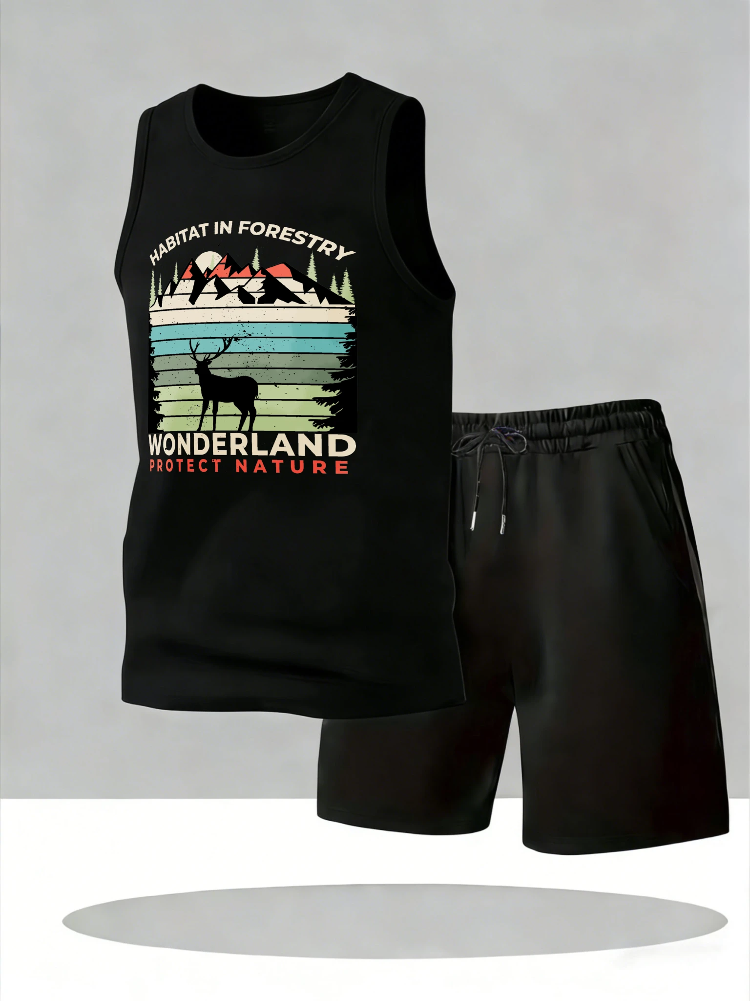 

Men's Tank Top Sets 2026 Summer Quick drying sports crewneck sweatshirt set beach oversize clothing set Breathable running