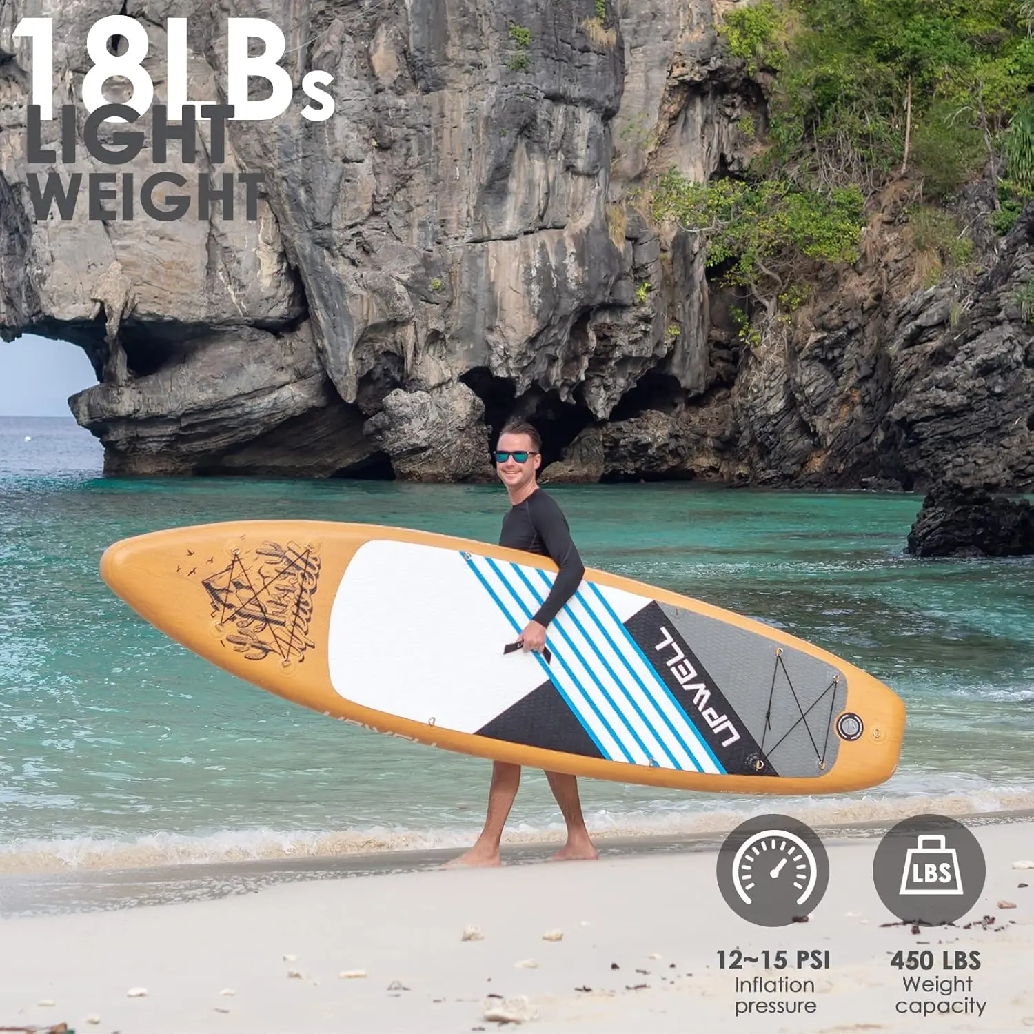 11'/10'6" Inflatable Stand Up Paddle Board with SUP Accessories, Non-Slip Comfort Deck for Youth & Adults