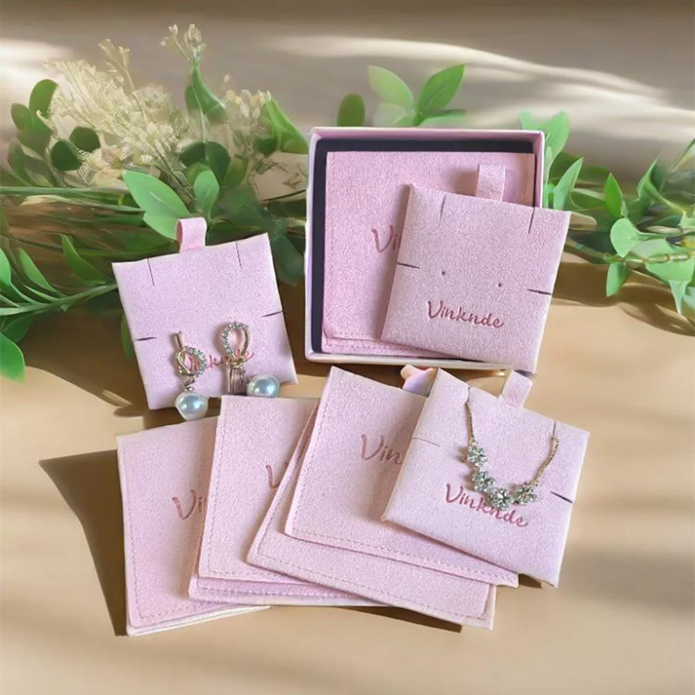 

20/50Pcs Custom Logo Microfiber Jewelry Organizer Gift Small Bag with Card Rings Earrings Packaging Storage Pouch Wedding Favor