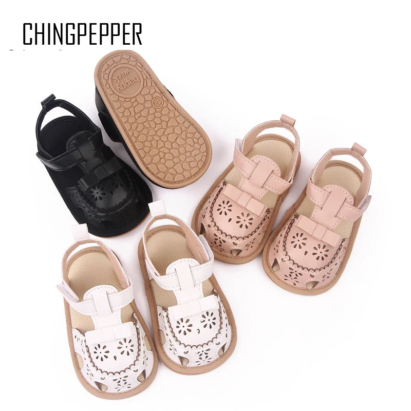 

Brand Infant Girl Sandals Toddler Summer Shoes Newborn Rubber Sole Footwear for 1 Year Baby Item Close Toe Princess Bow Sandalen