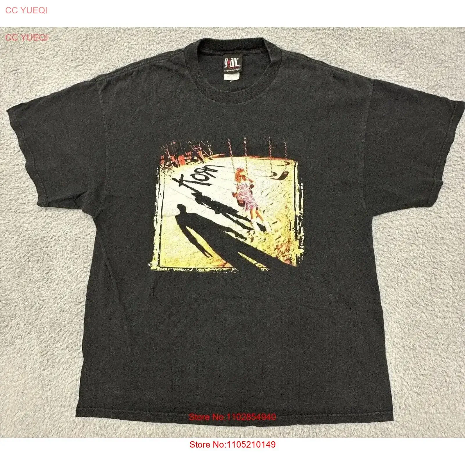 Vintage Giant Mens XL Black Rock T Shirt KORN 1994 Self Titled Debut Album vintage Washed homme Stretched Top For Everyday Wear