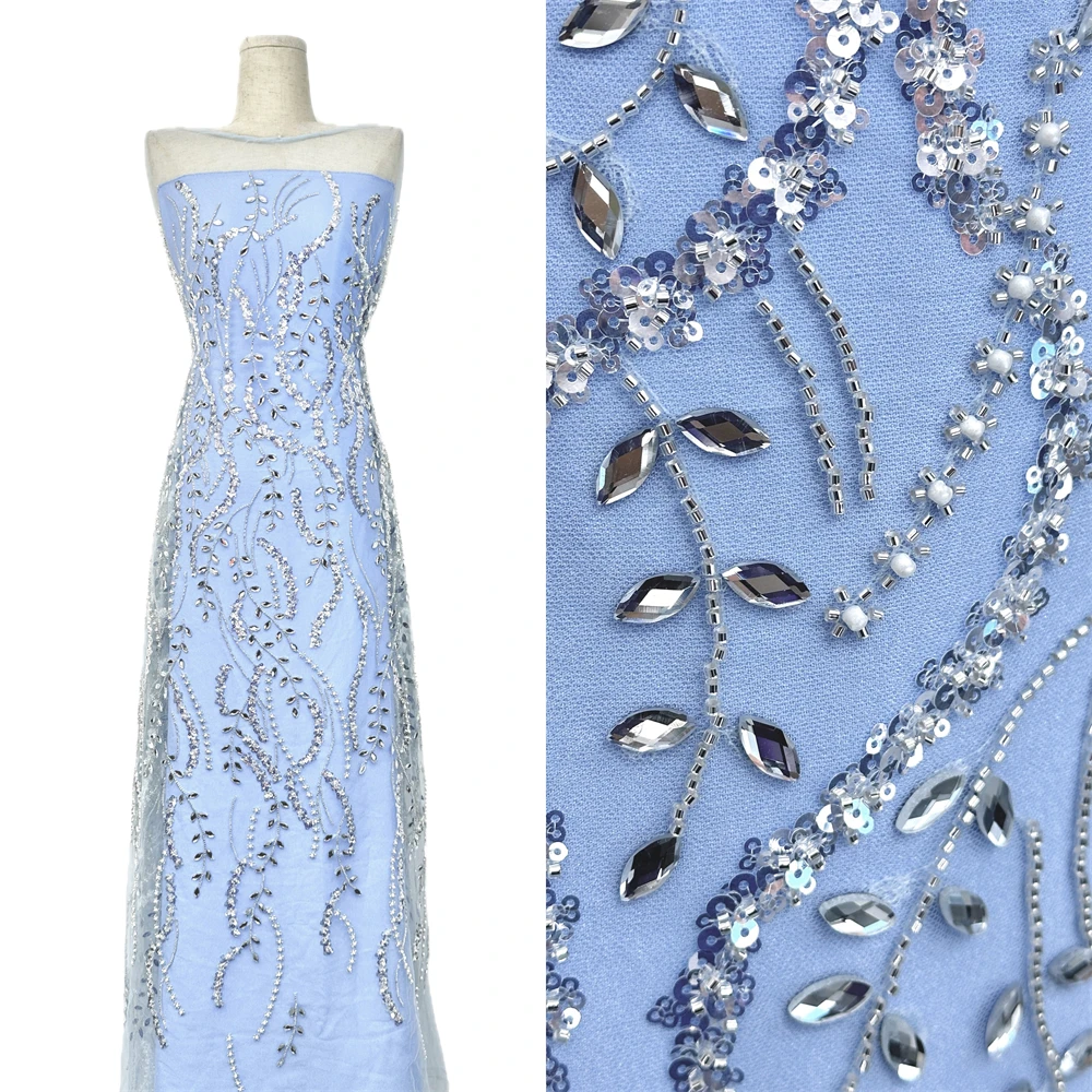 

2 ярда африканской роскошной тюлевой кружевной ткани с французскими бисером и нигерийскими блестками, высококачественное сетчатое кружево для свадебных платьев 2026