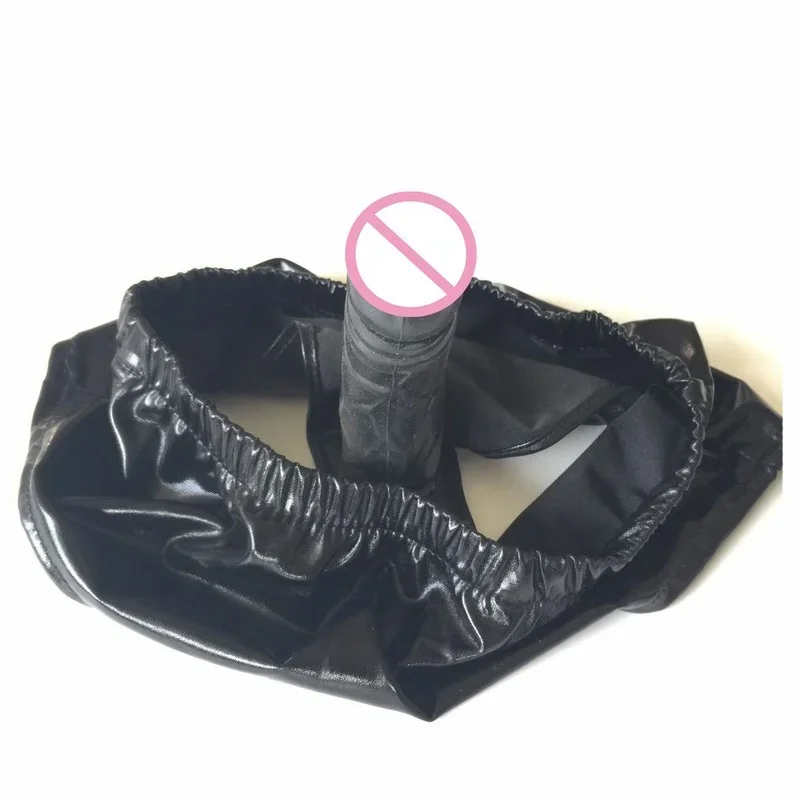 Female PU Leather Briefs Silicone Plug Chastity Strapon Pants Underwear Sex Thong BDSM Bondage Restraint Sex Toys for Women