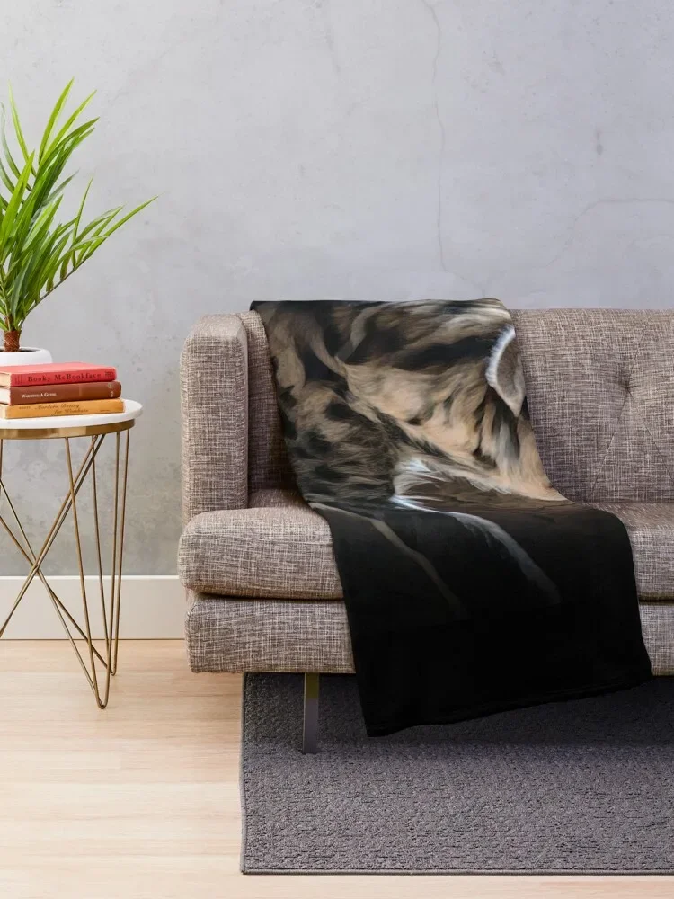 Spotted Hyena In Shadows Throw Blanket Furrys Luxury Designer Blankets