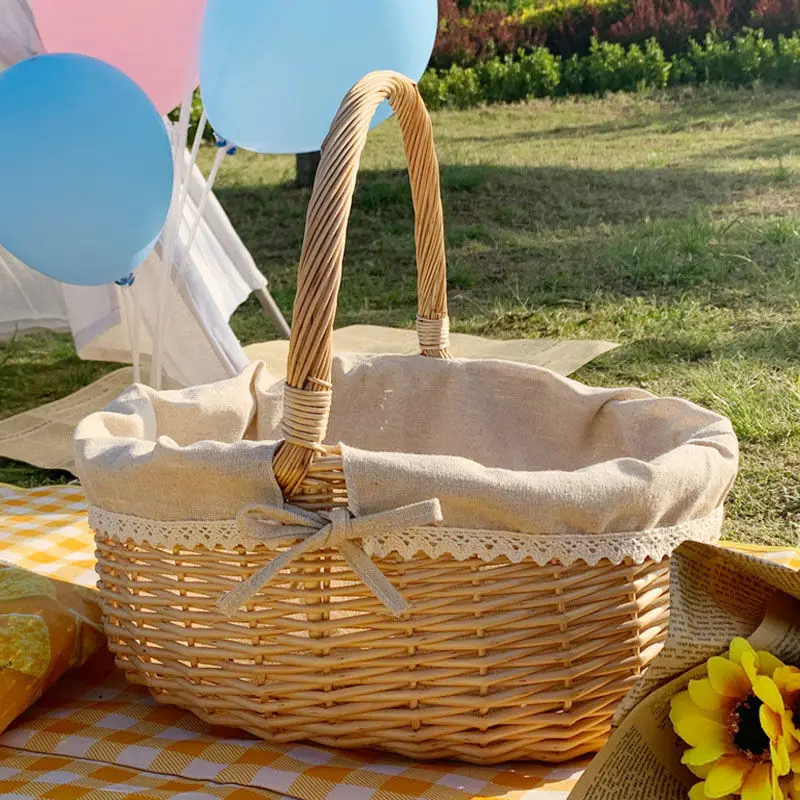 

Outdoor Picnic Rattan Garden with LidinsBoutique Willow Shopping Gift Basket Hotel Cleaning Tools