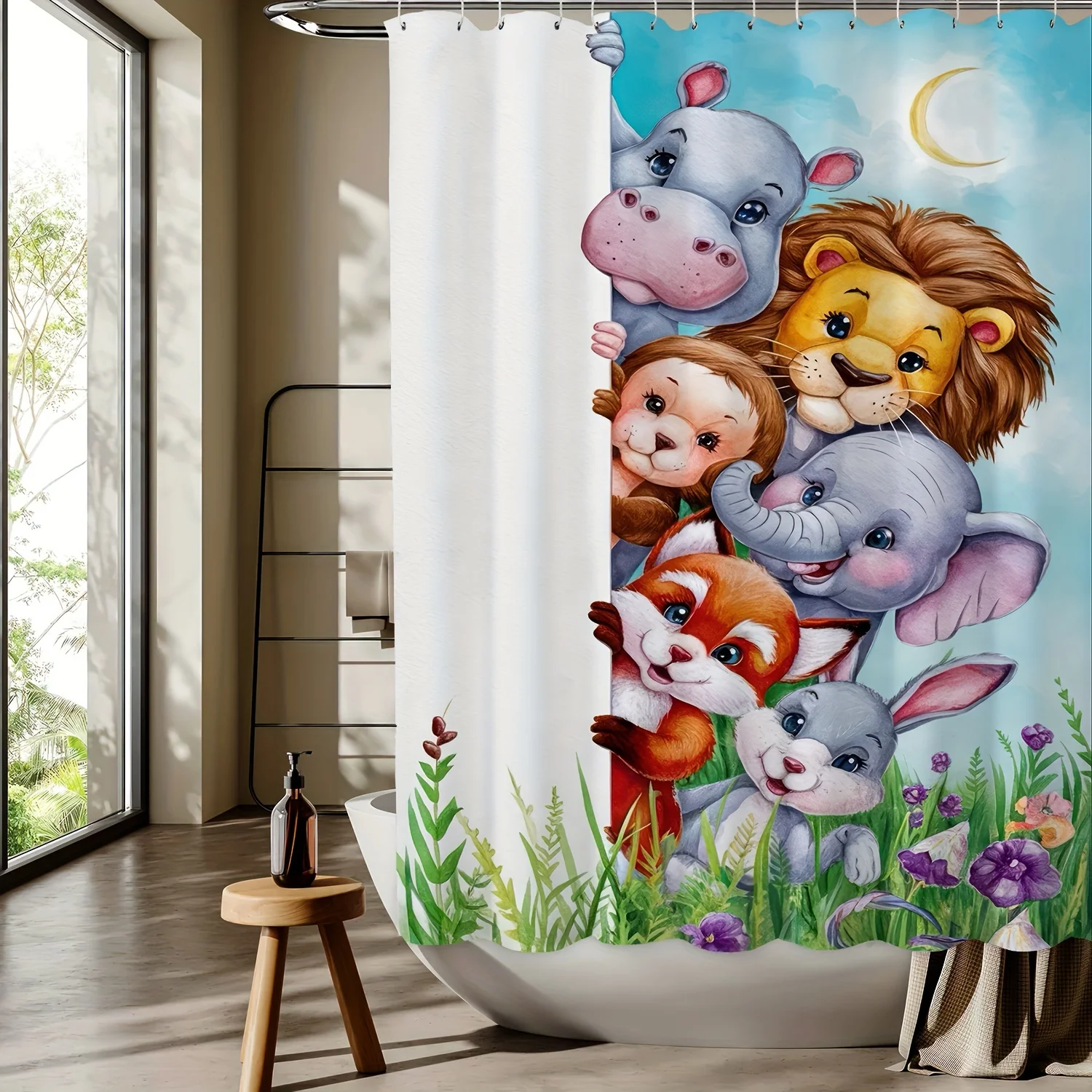 

Занавеска для душа с цифровым принтом и рисунком животных, украшение для ванной комнаты, домашний декор, тканая полиэфирная ткань на четыре сезона