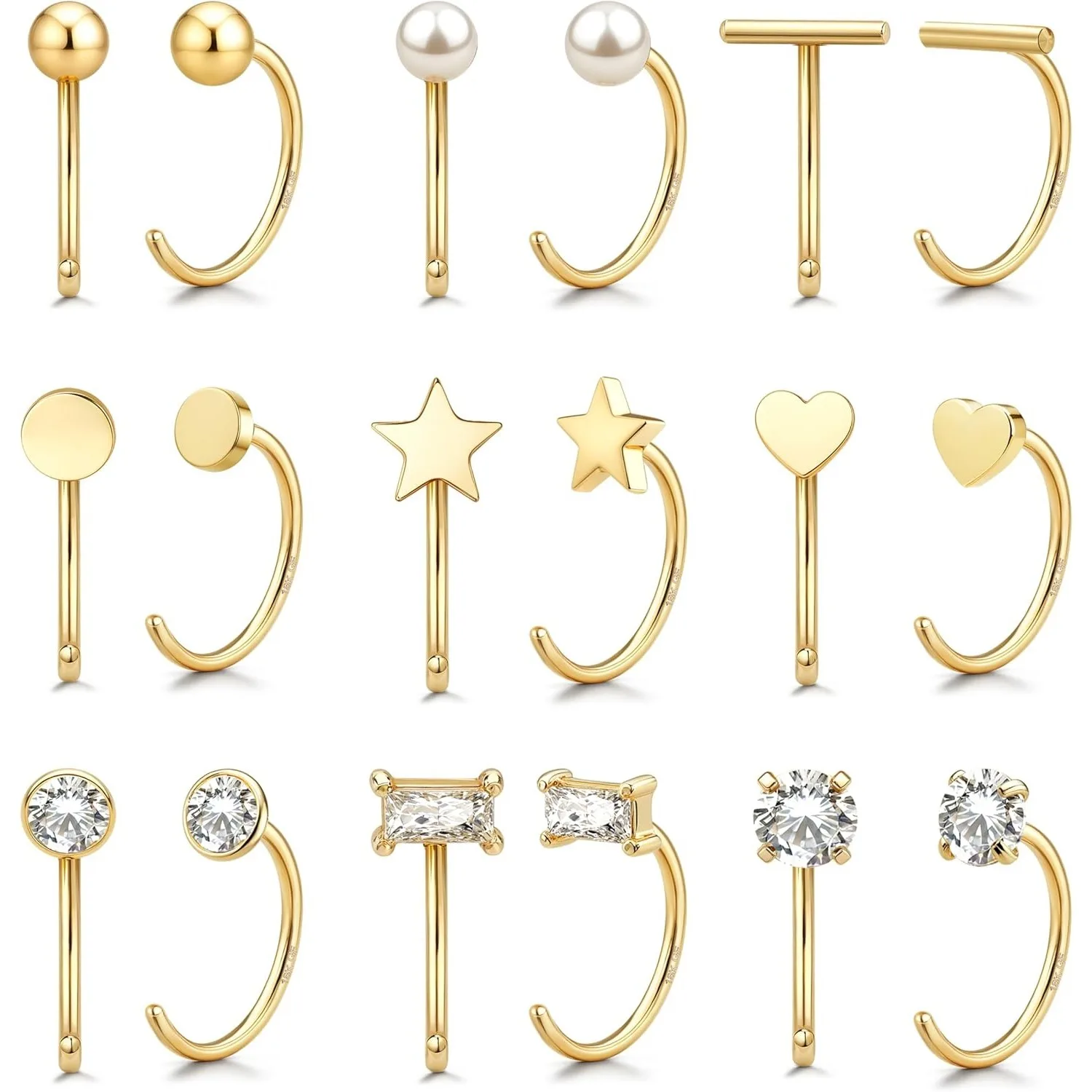 Drperfect 14K Vergoldete Hoop Huggie Halb-Creolen Ohrringe für Frauen, 316L Edelstahl Schmuck, Geschenk zum Frauentag