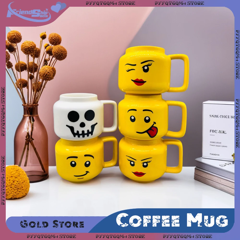 250ML Coffee Mug Cartoon Ceramic Mug Expression Coffee Milk Tea Water Cup Funny Smile Children Breakfast Cup Household Drinkware