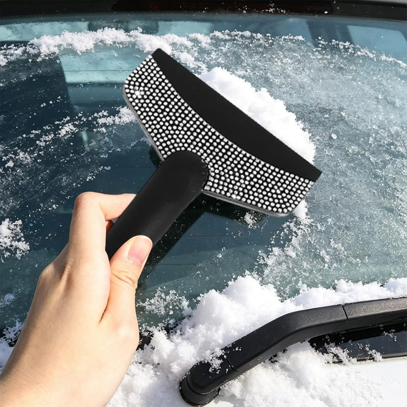 Car Snow And Ice Scraper Rhinestone Winter Car Snow Removal Tool Car Window Frost Cleaning Shovel For Vehicle SUV Truck
