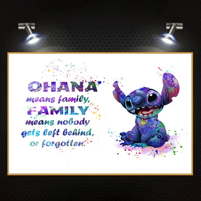 Stitch Quotes Nordic Watercolor Movie Posters Ohana Means Family Canvas Painting Wall Pictures Kids Room Nursery Home Decoration