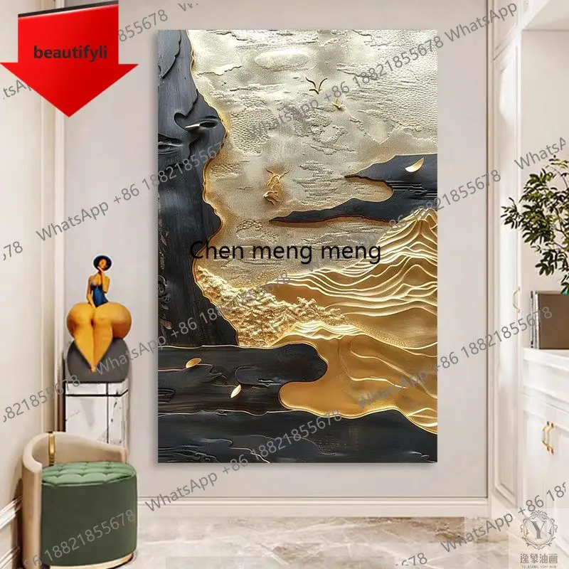 A50 Wabi-sabi wind entrance decorative painting villa restaurant wood carving physical painting hotel 3D three-dimensional
