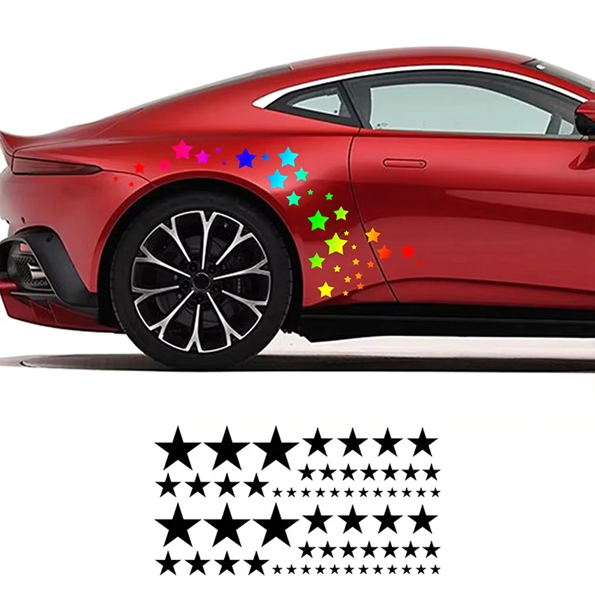 60pcs Five-pointed Star Car Body DIY Stickers Set Racing Side Door Vinyl Decals Auto Hood Sport Competition Style Fits For JDM