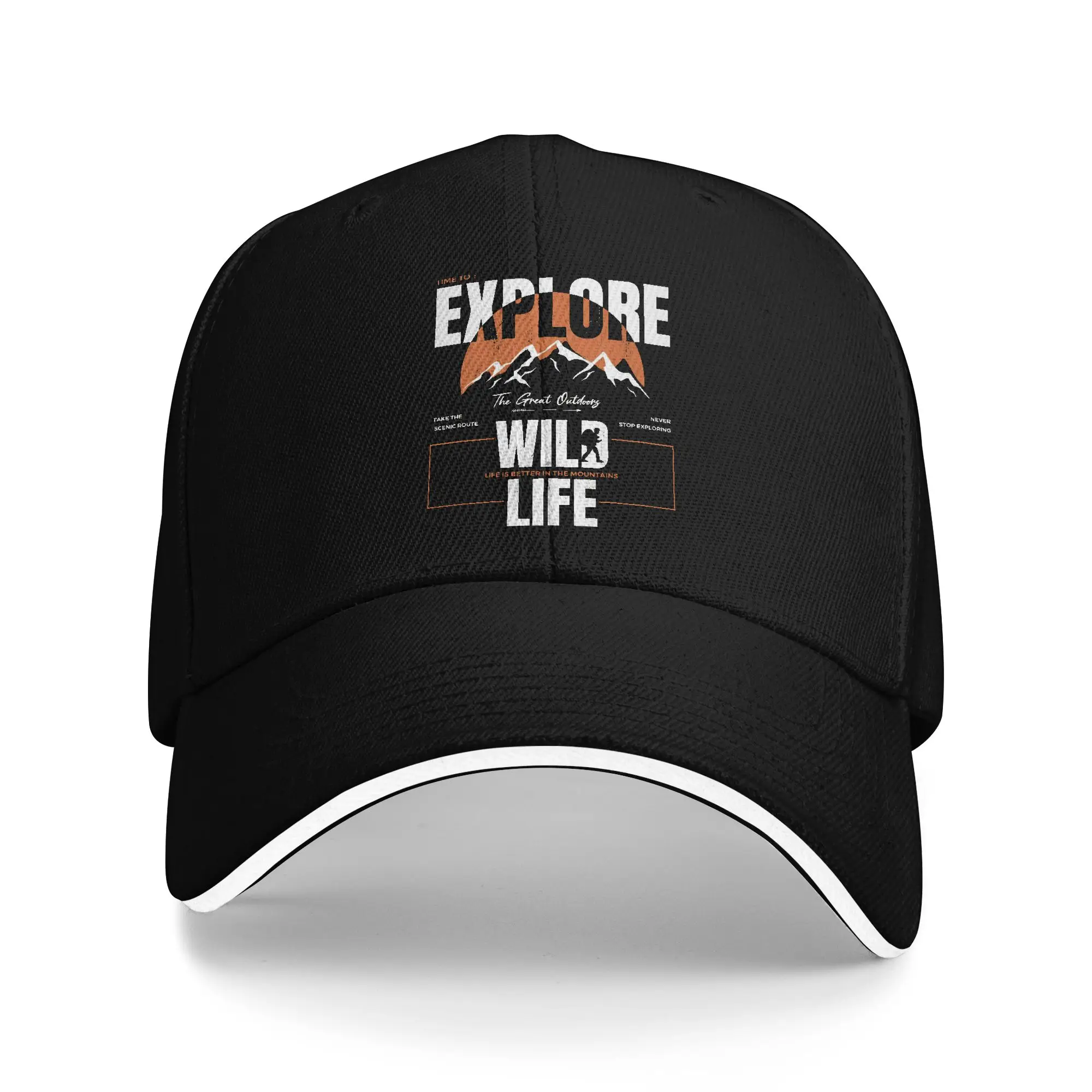 Expand Your Horizon Mountains Sandwich Baseball Cap Fashion Exploring Unisex Style Polyester Sun Cap Travel Workouts Hats
