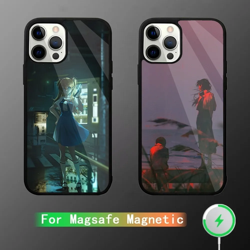 Asuka Anime Girl Fanart Phone Case For iPhone 15,14,13,12,11,Plus,Pro,Max Mini Magsafe Magnetic Wireless Charging