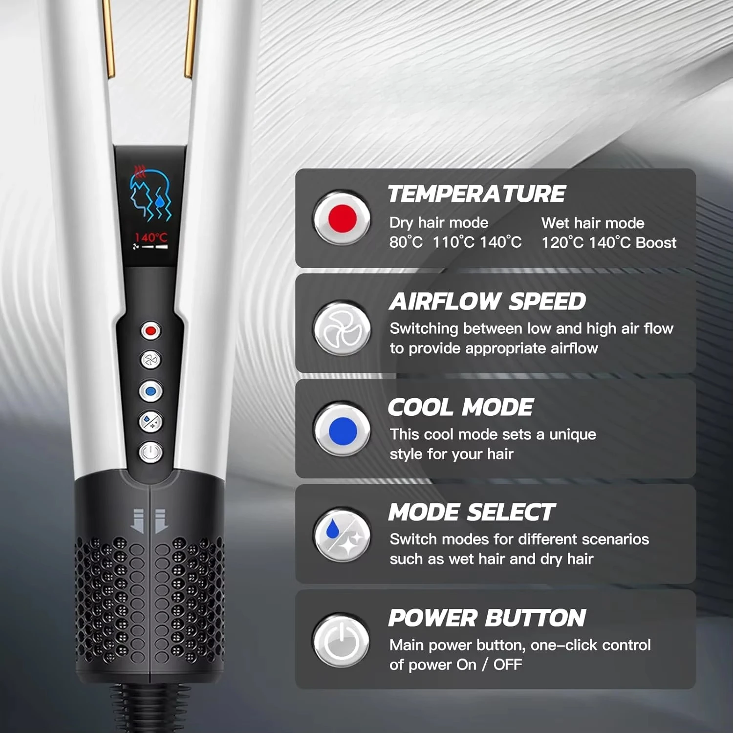 Professional Salon Electric Portable Hair Straightener Steam Quick Heating High Speed LED Hair Dryer Wet and Dry Home Hotel