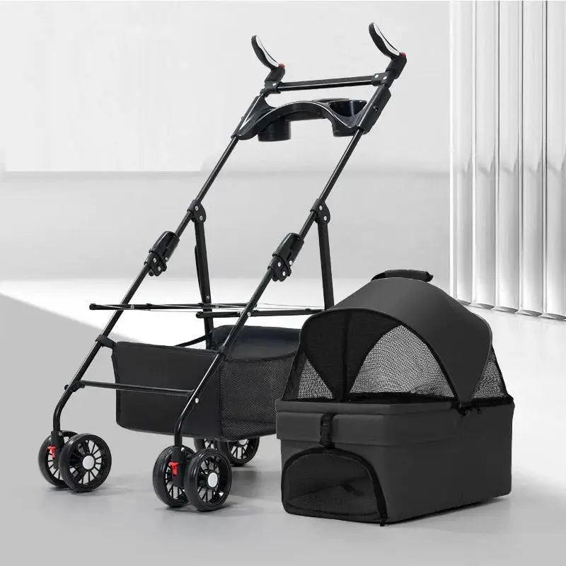 

Wholesale Luxury Portable Large Foldable Pet Stroller Transparent Oxford Material Elegant Fashionable for Outdoor Use Cats Dogs