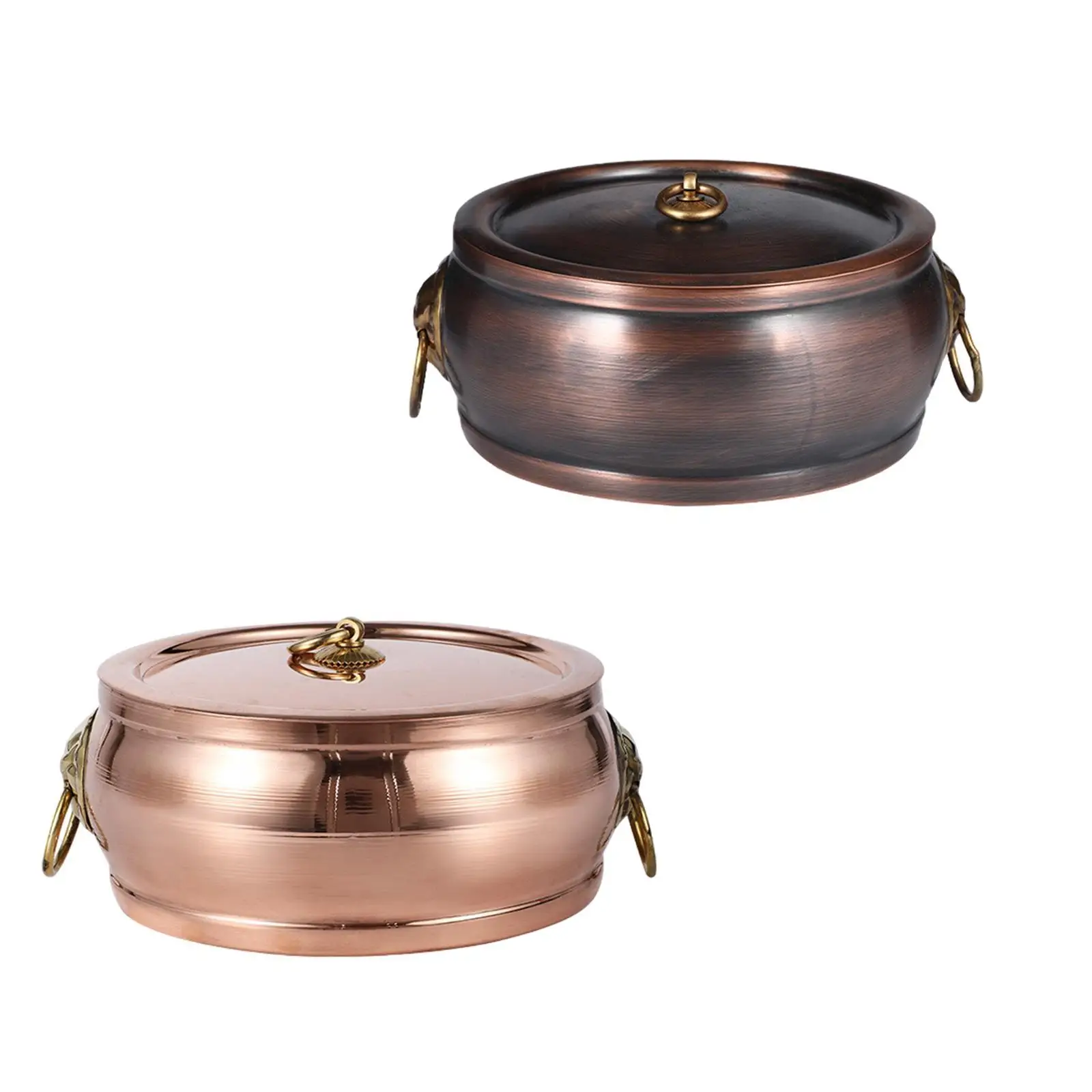 Copper Pot with Folded Handle Binaural Pot Multipurpose Chafingdish Soup Pot for Picnic Boiled Mutton Family Home Restaurant