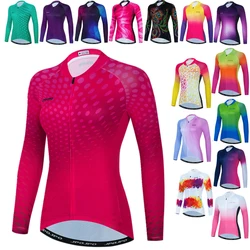 Red Cycling Jersey Long Sleeve Women Pro Team Cycling Shirt Full Sleeve Bike Jersey Spring Bicycle Clothes Top MTB Biking Jacket