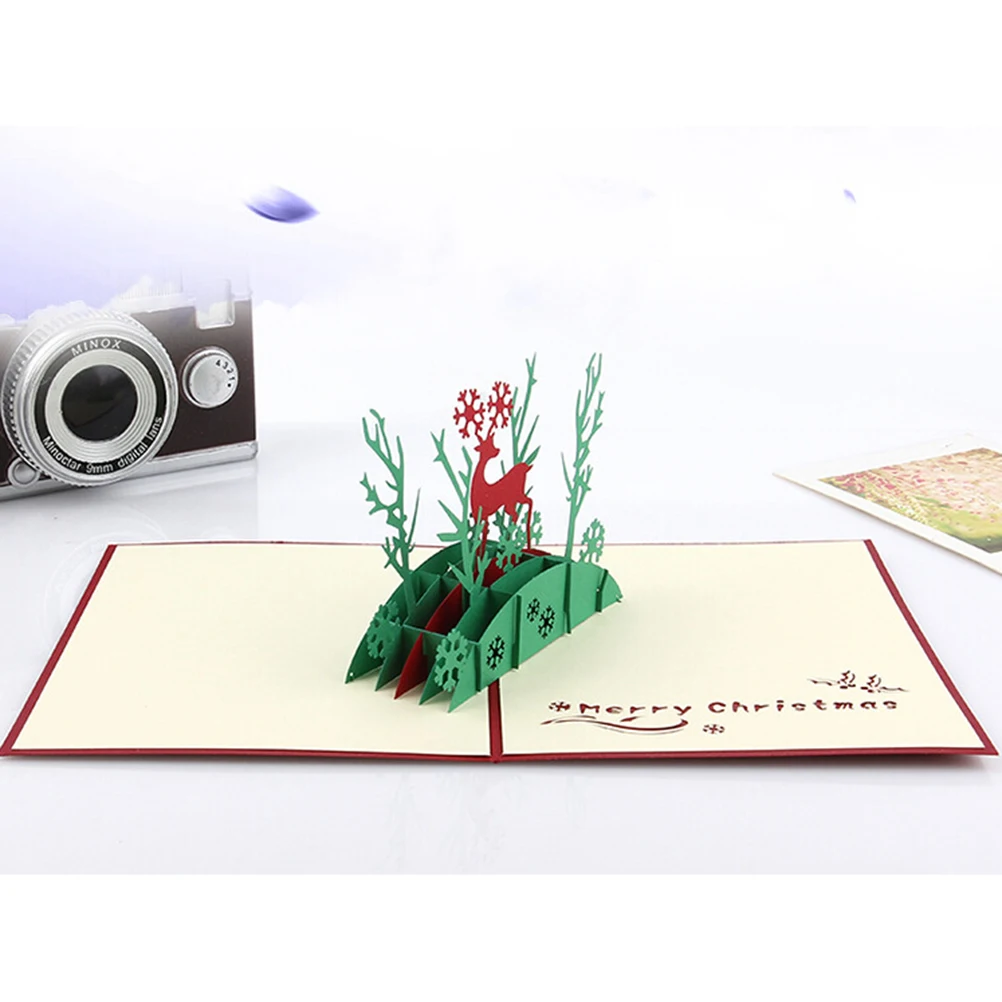 

5 Pcs Pop-up Card 3d Cards Postcards Three-dimensional Greeting Greething Christmas