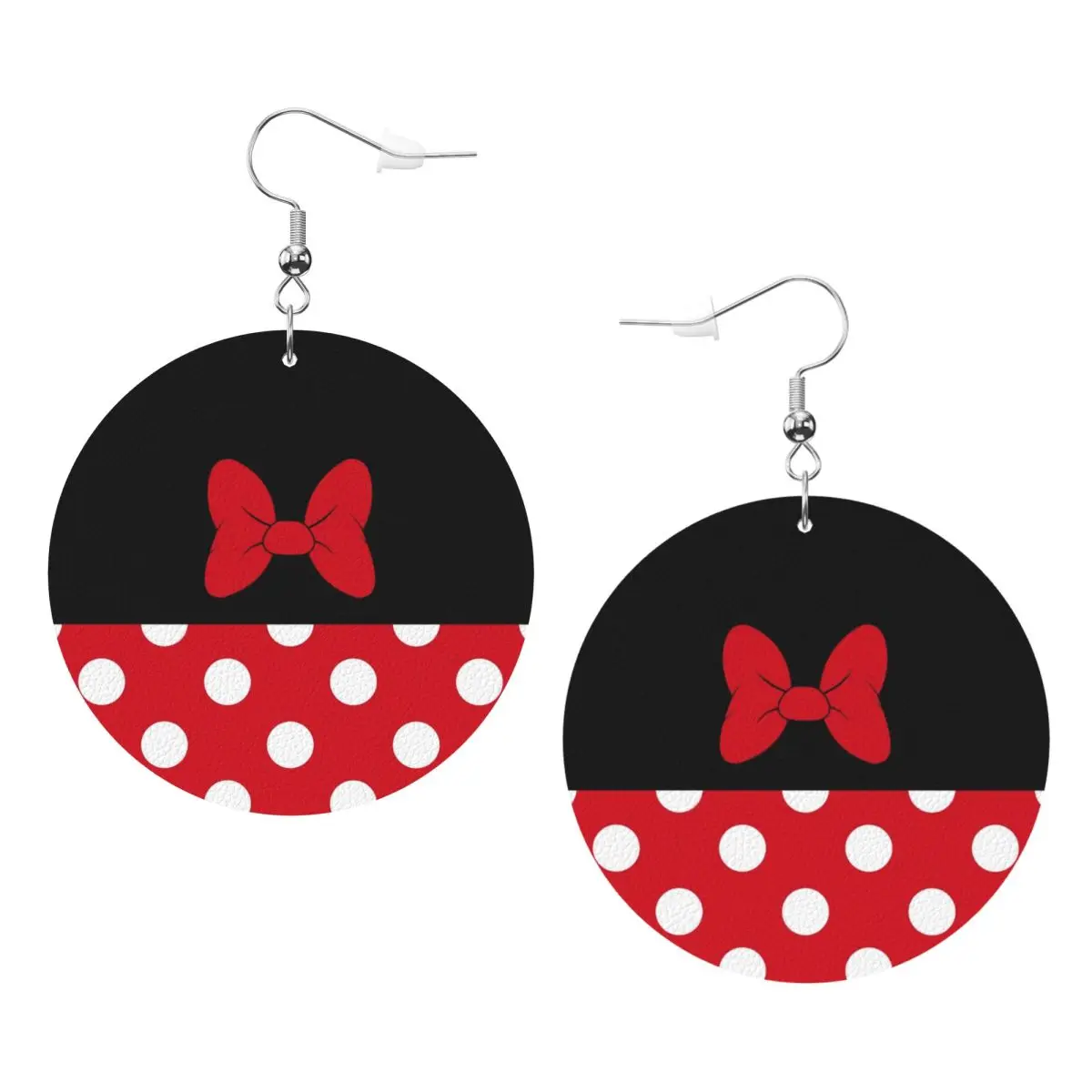 

Серьги-подвески на заказ, мультяшные, с Минни, кожаные, каплевидные, анимированные, в горошек, из ПВХ-кожи, для подарков, изящные украшения